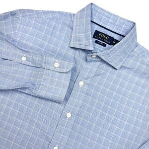 Polo Ralph Lauren Button Down Shirt Mens M Blue White RL Twill Micro Check